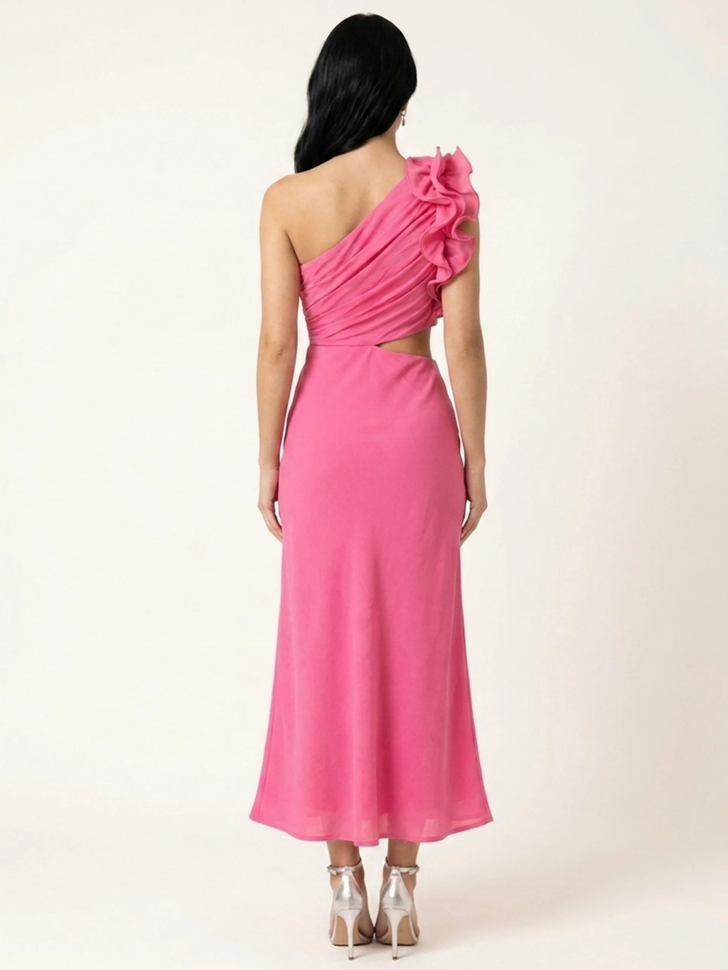 WINTERSONG Women's One-Shoulder Ruffle Cutout Maxi Dress