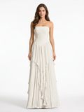 GINEVRA Women's Pleated Chiffon Strapless Maxi Dress