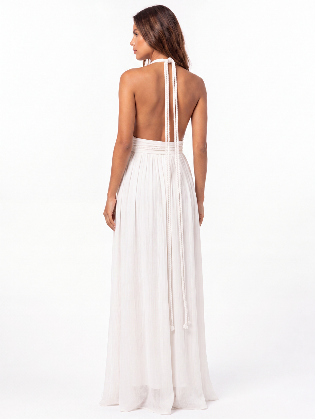 FERNANDA Women's Halter Neck Backless Boho Maxi Dress