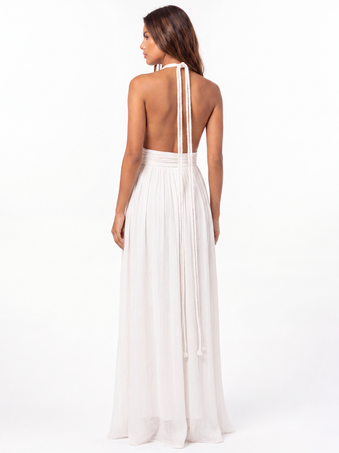 FERNANDA Women's Halter Neck Backless Boho Maxi Dress
