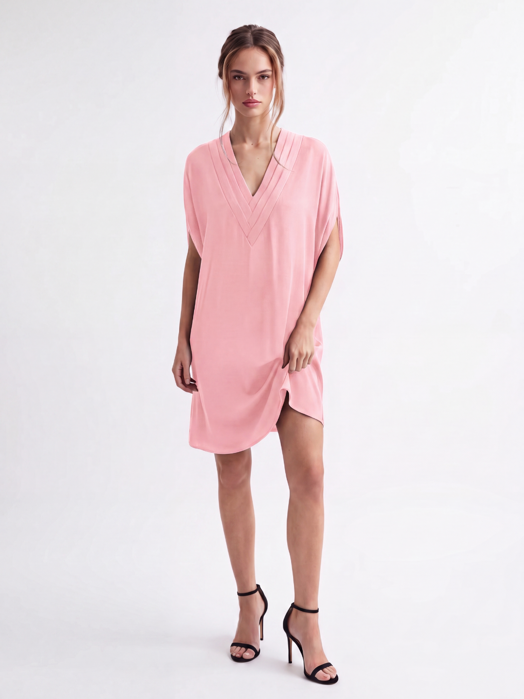 FENWICK Women's V-Neck Cold-Shoulder Shift Mini Dress