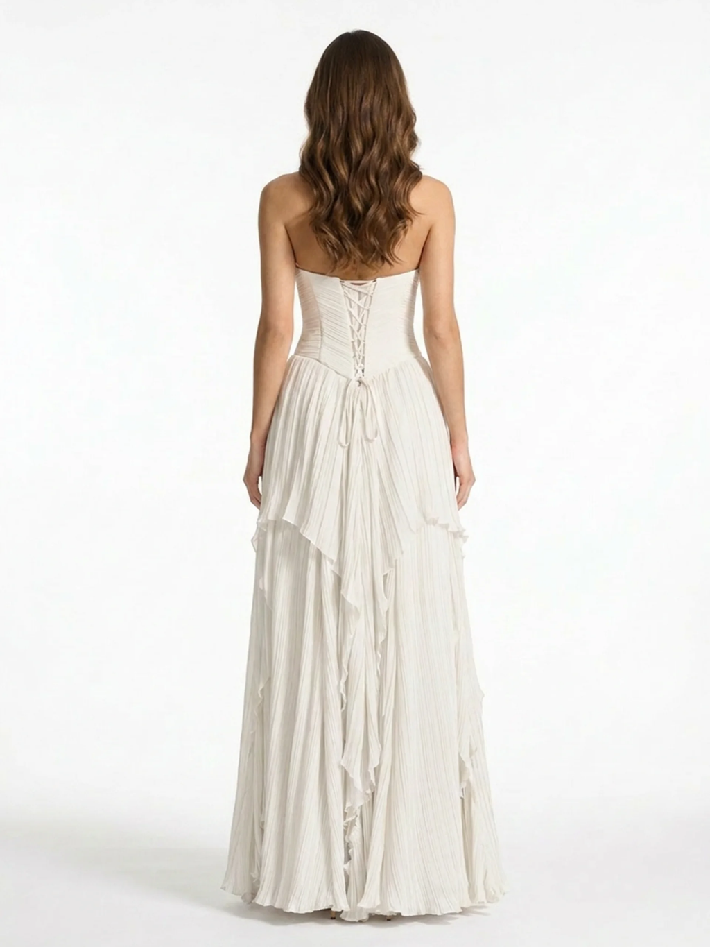 GINEVRA Women's Pleated Chiffon Strapless Maxi Dress