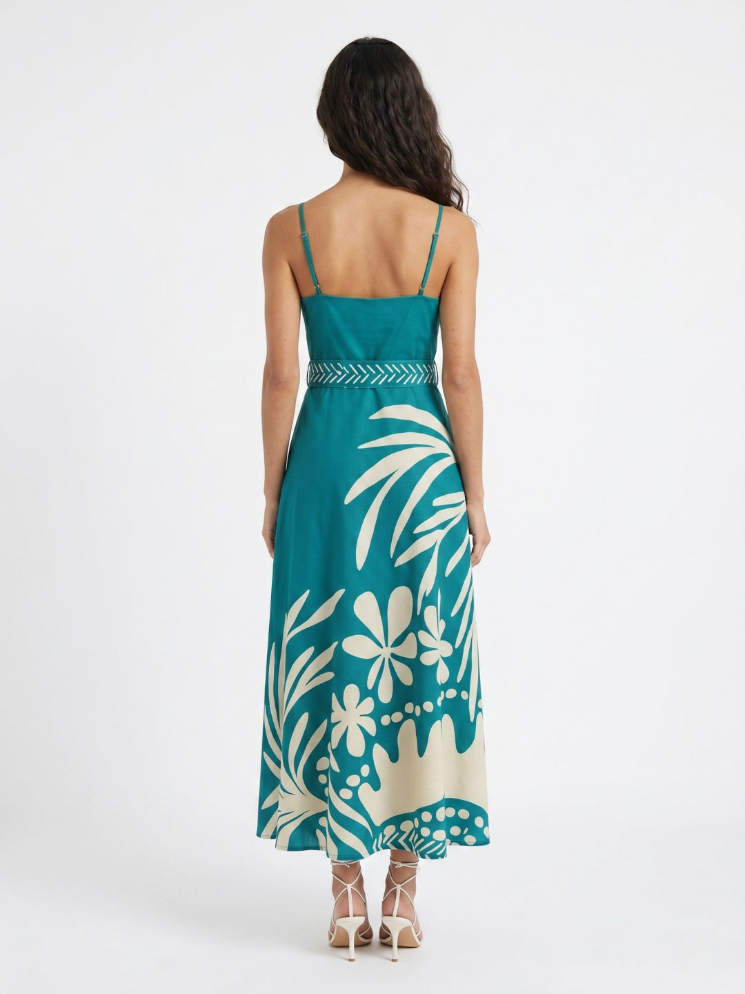 THALASSINE Women's Surplice Maxi Dress with Tropical Print