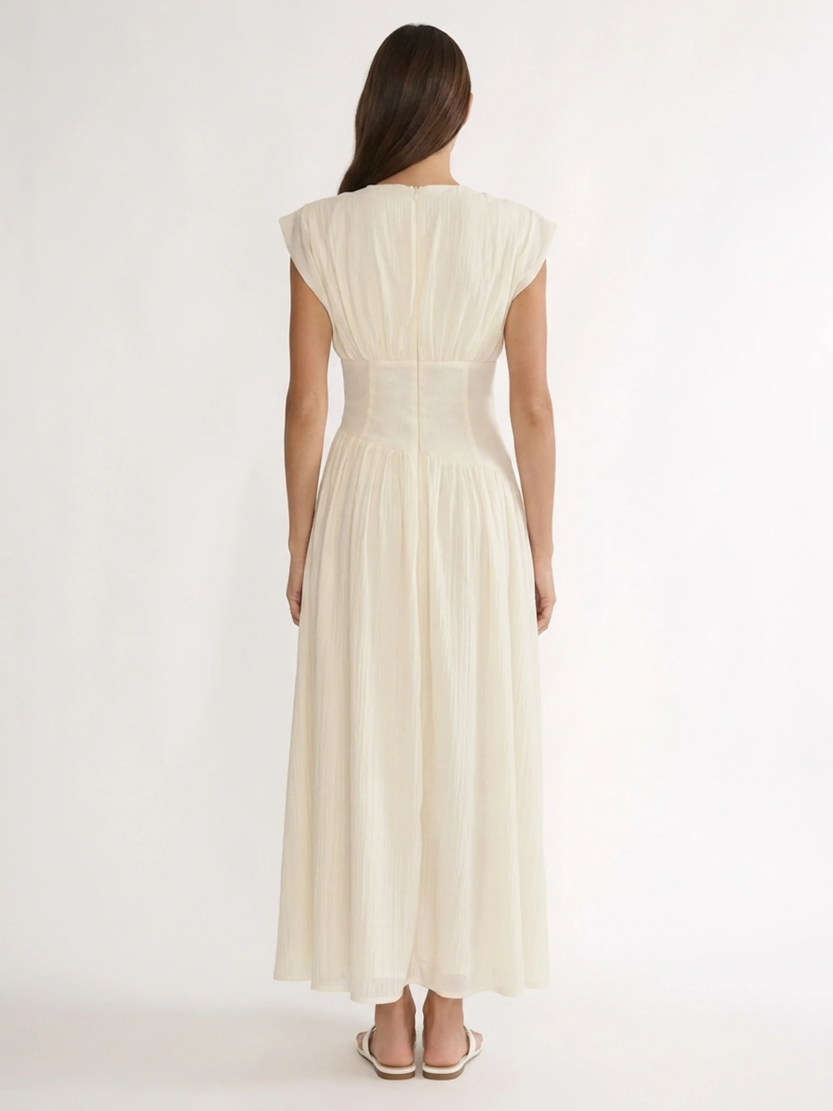 GISELDA Women's V-Neck Ruched Asymmetric-Waist Maxi Dress