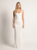 ROSALUME Women's Square-Neck Corset Draped Maxi Dress