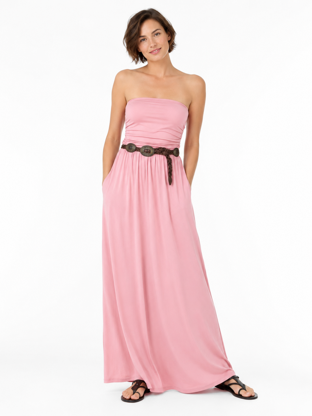 LADISLAVA Women's Strapless Bandeau Boho Maxi Dress