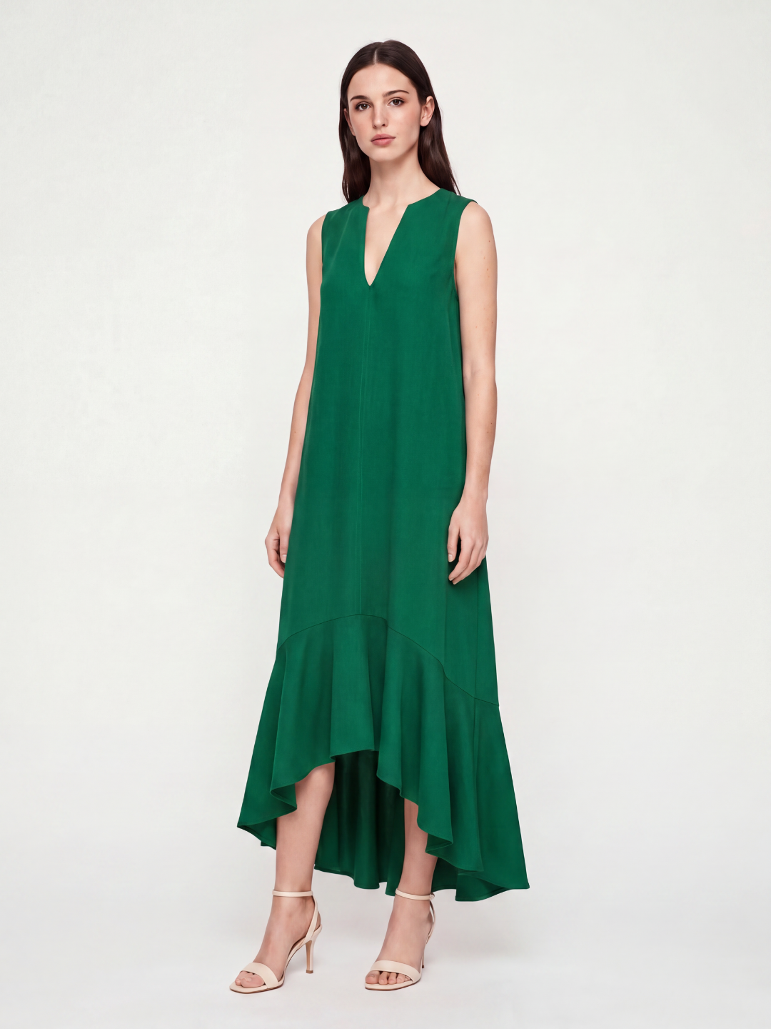 ADALINA Women's V-Neck Ruffle-Hem Flowy Maxi Dress