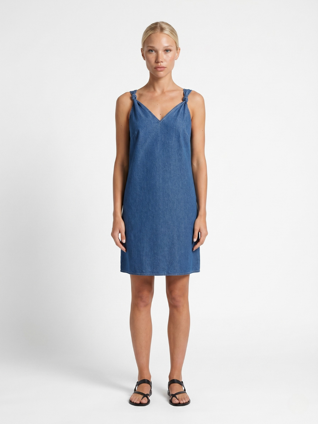 VEVILA Women's V-Neck Denim Mini Dress