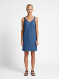 VEVILA Women's V-Neck Denim Mini Dress