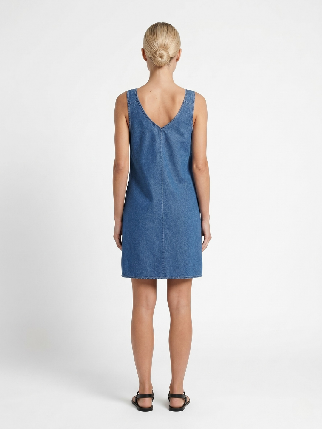 VEVILA Women's V-Neck Denim Mini Dress