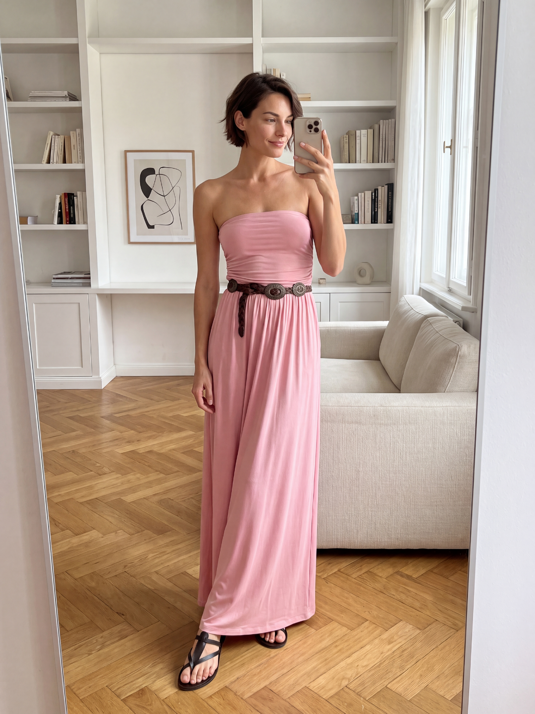 LADISLAVA Women's Strapless Bandeau Boho Maxi Dress