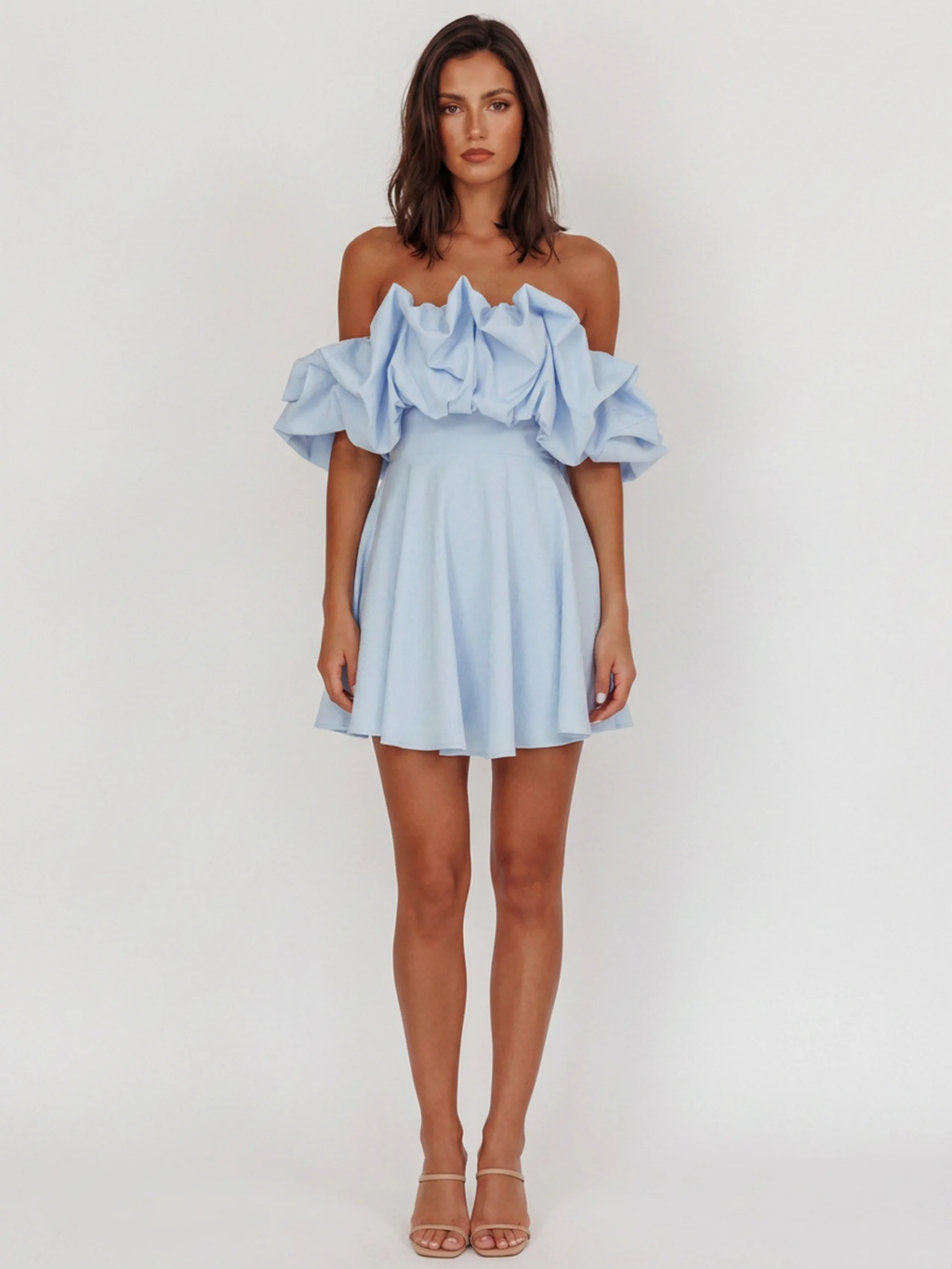 ZEPHRINE Women's Off-Shoulder Ruffle A-Line Mini Dress