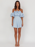 ZEPHRINE Women's Off-Shoulder Ruffle A-Line Mini Dress
