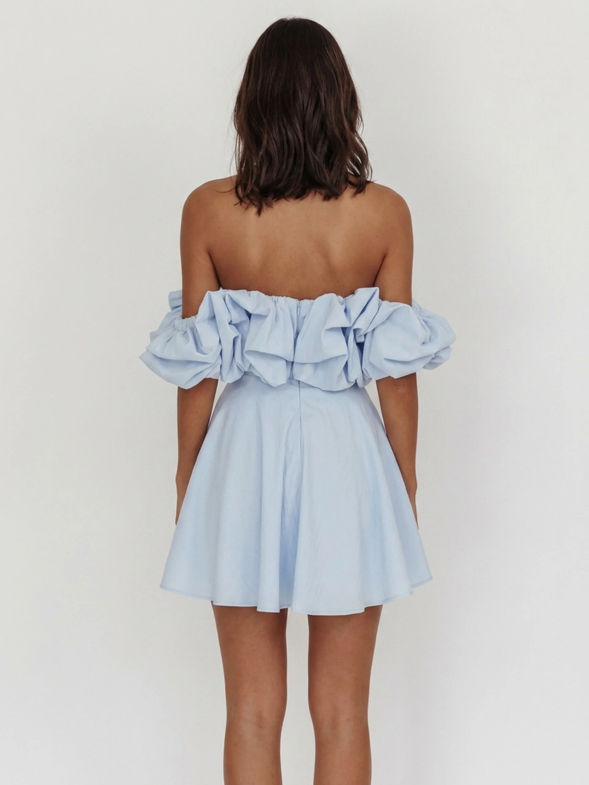 ZEPHRINE Women's Off-Shoulder Ruffle A-Line Mini Dress