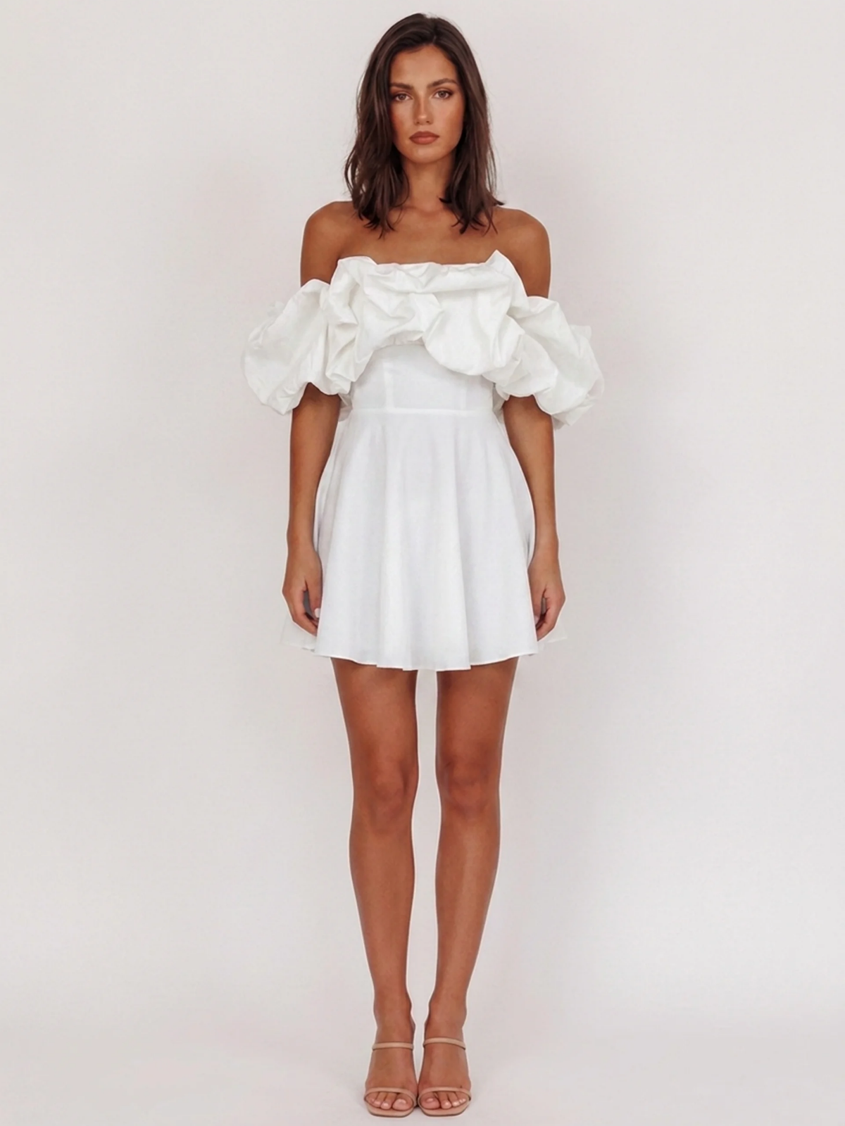 ZEPHRINE Women's Off-Shoulder Ruffle A-Line Mini Dress