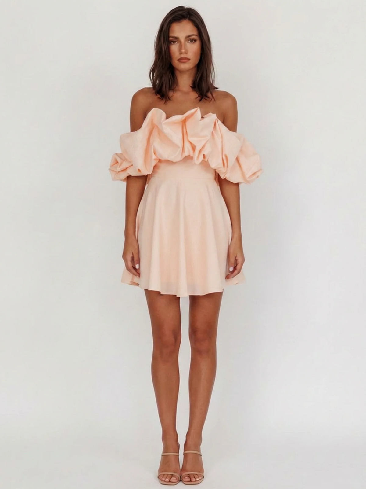 ZEPHRINE Women's Off-Shoulder Ruffle A-Line Mini Dress