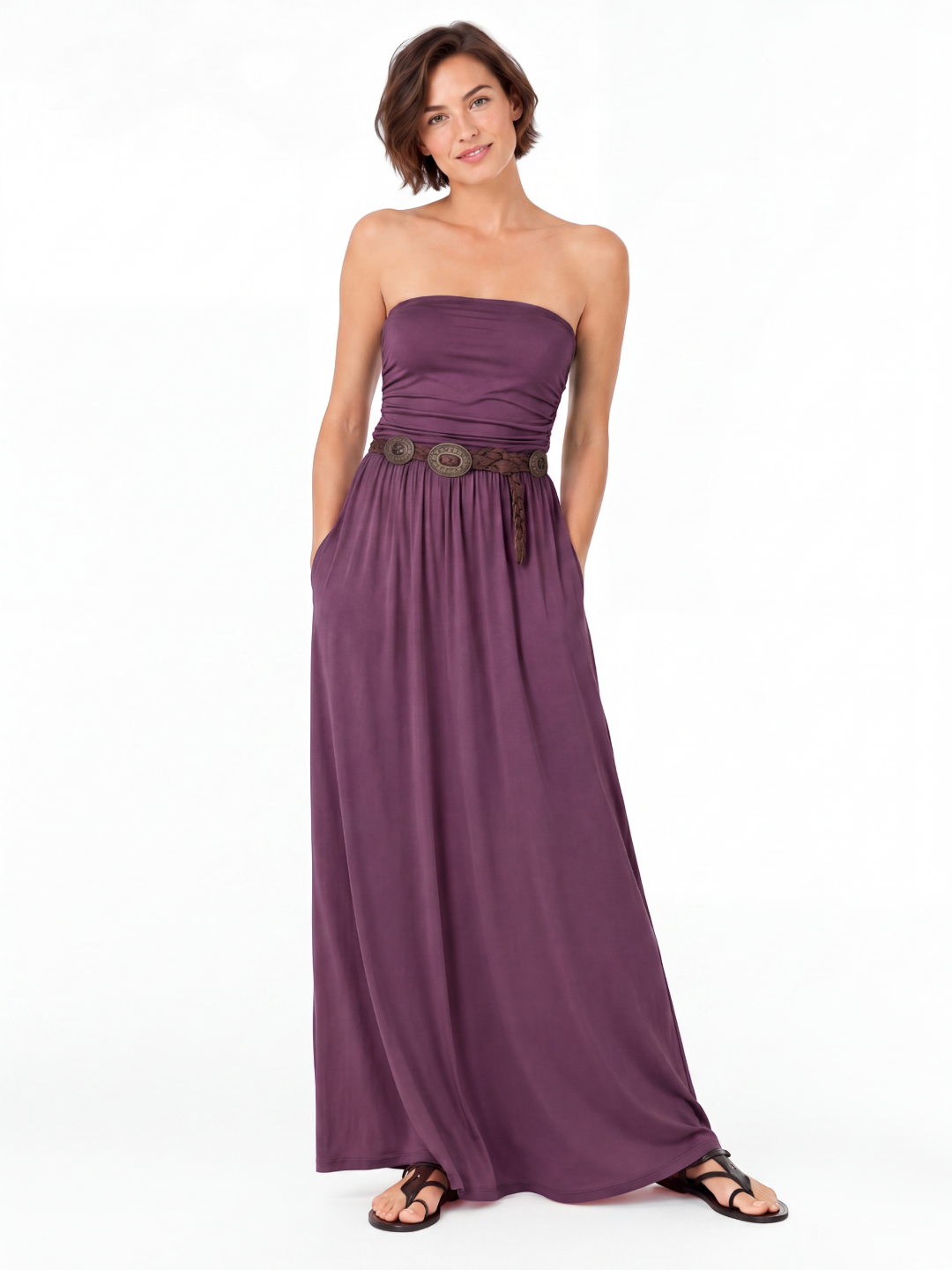 LADISLAVA Women's Strapless Bandeau Boho Maxi Dress