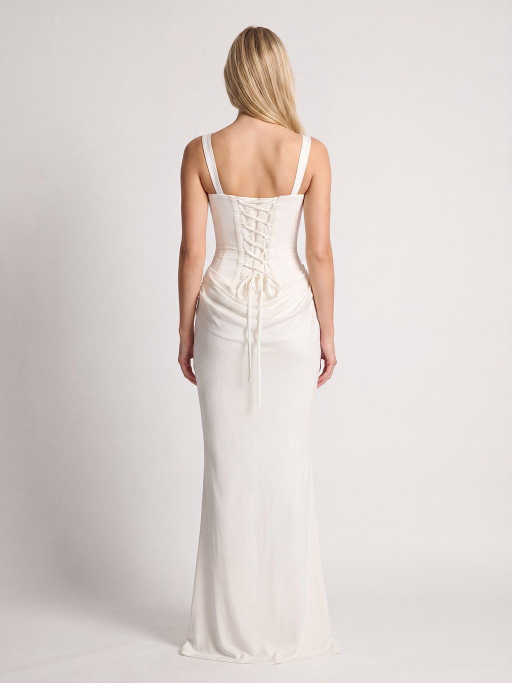 ROSALUME Women's Square-Neck Corset Draped Maxi Dress