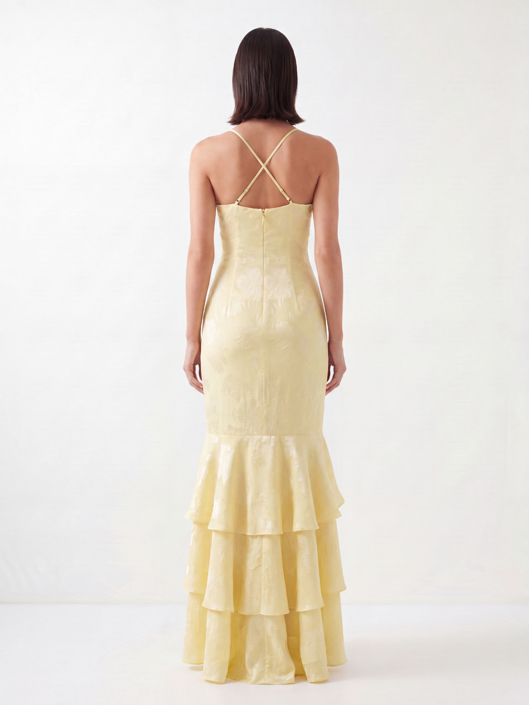 ULYANA Women's Burnout Mermaid Maxi Dress with Tiered Ruffles