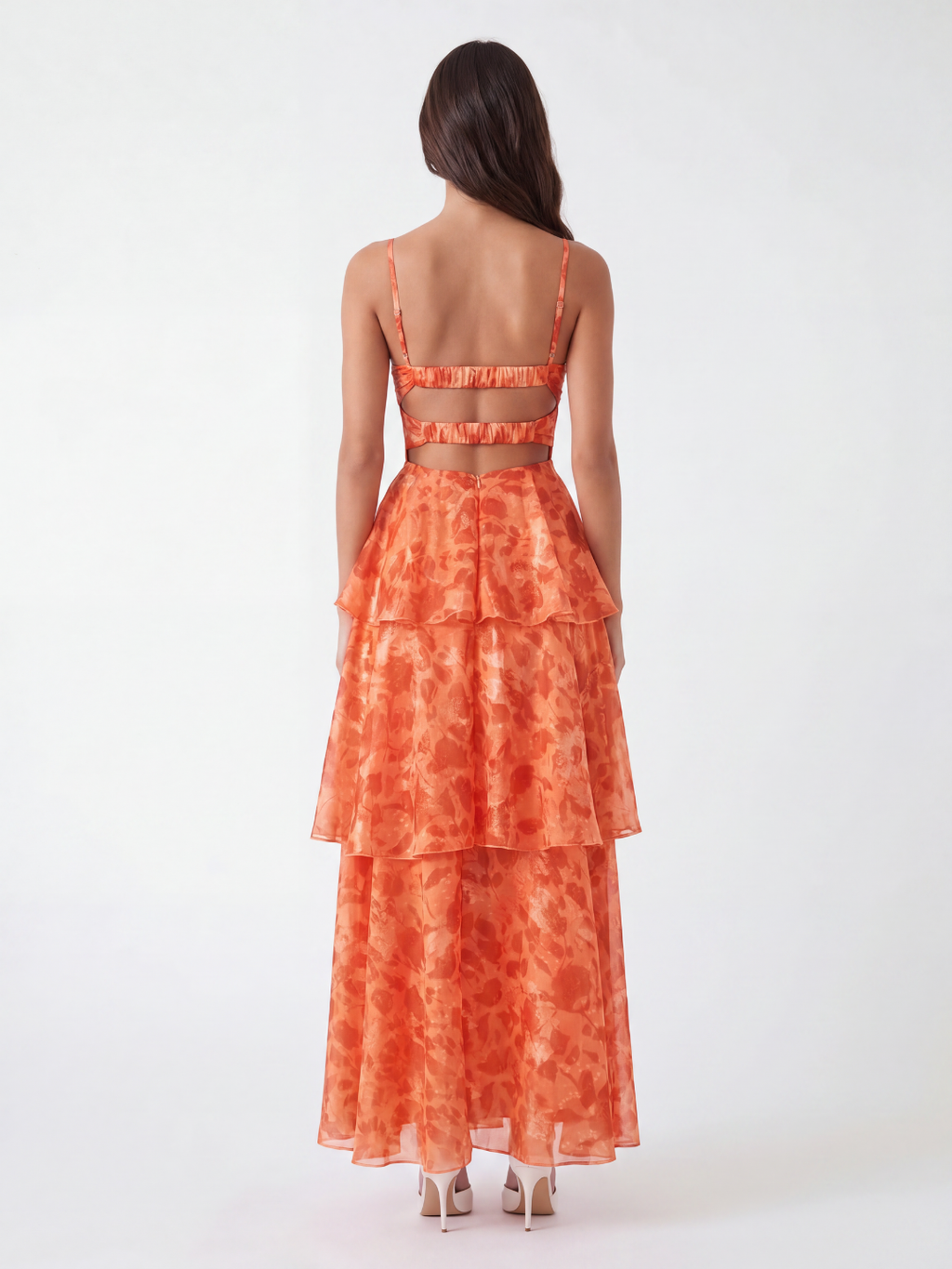 NAIARA Women's Twist-Front Tiered Maxi Dress