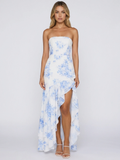 WINSLOE Women's Strapless Floral Maxi Dress with Frill Hem