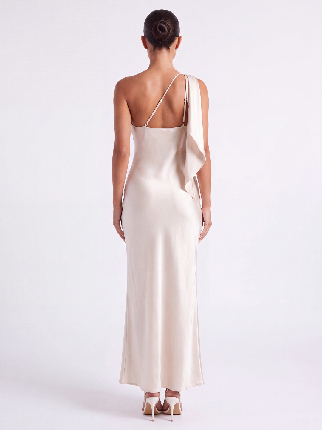 BELLAMY Women's Satin One-Shoulder Bias-Cut Maxi Dress