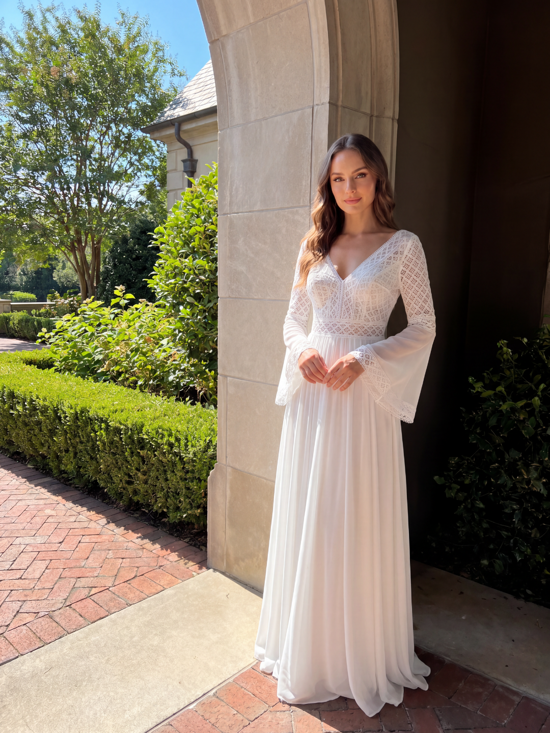 IOLANTHE Women's Long Sleeve Lace Boho Maxi Cover-Up Dress