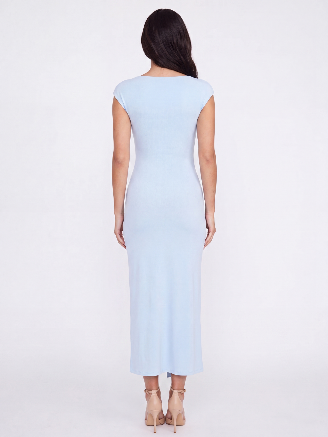 MIREN Women's Draped Wrap Midi Dress with Gold Detail