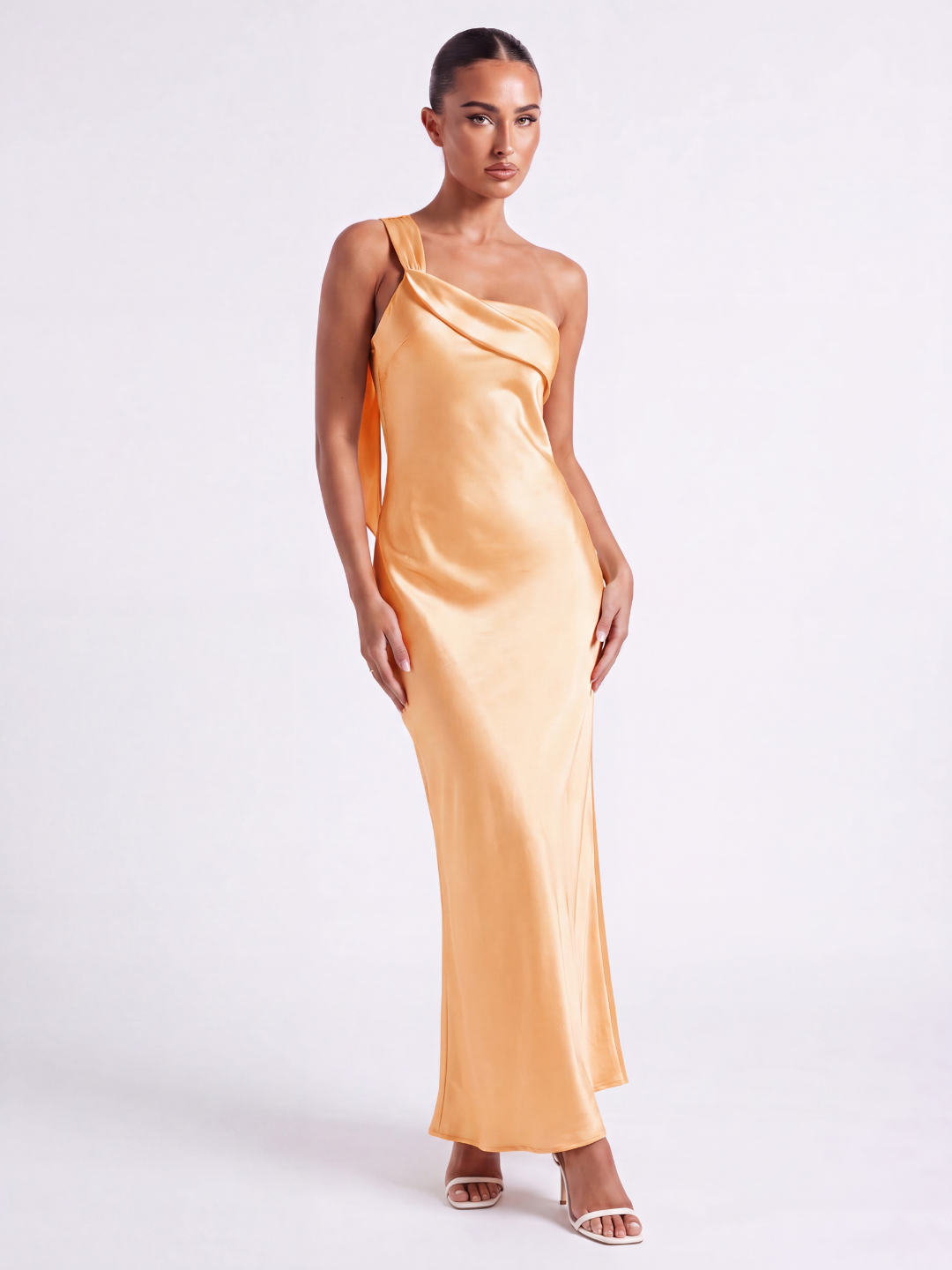 BELLAMY Women's Satin One-Shoulder Bias-Cut Maxi Dress
