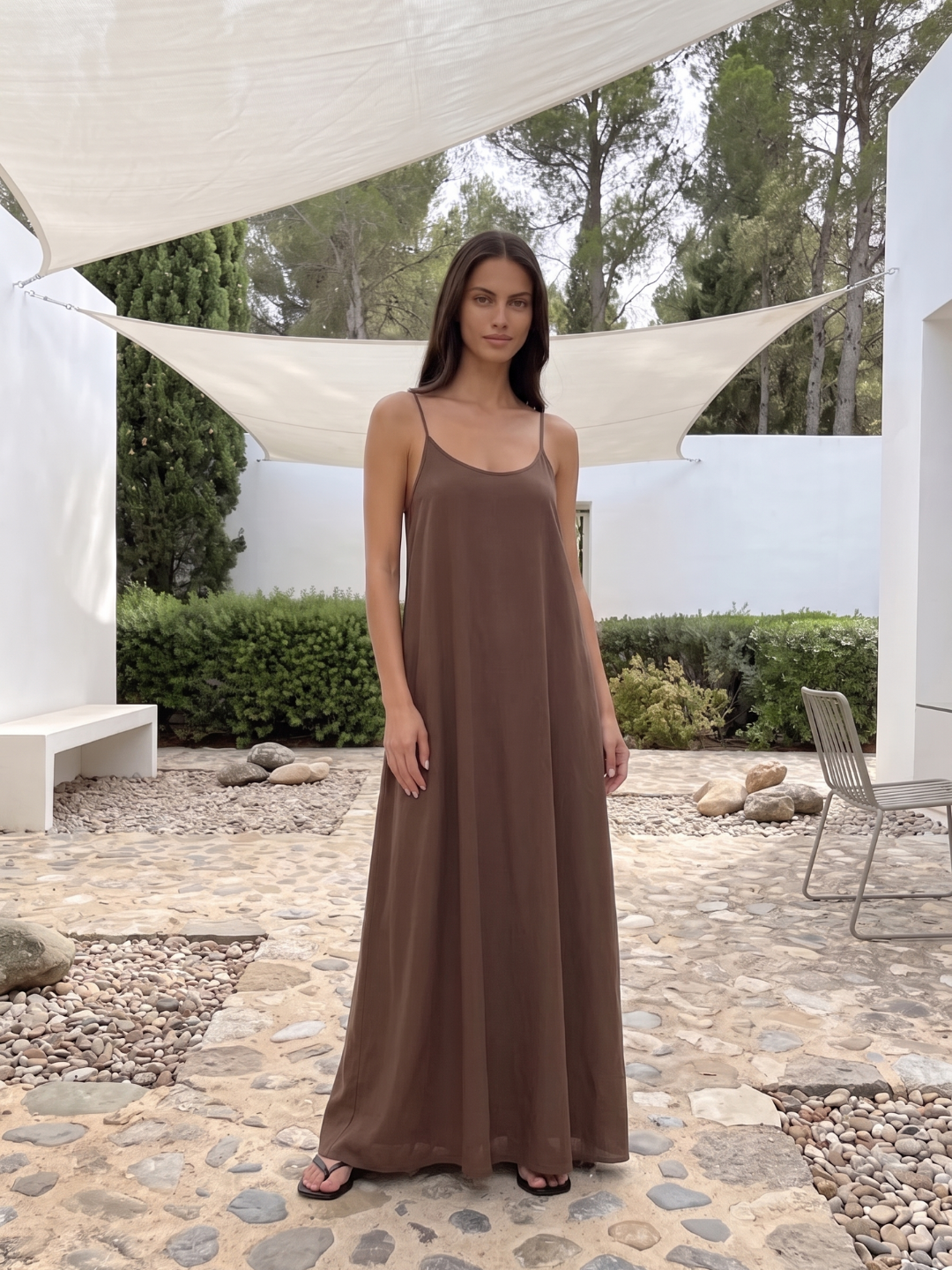 REYNA Women's Spaghetti Strap Backless Maxi Dress