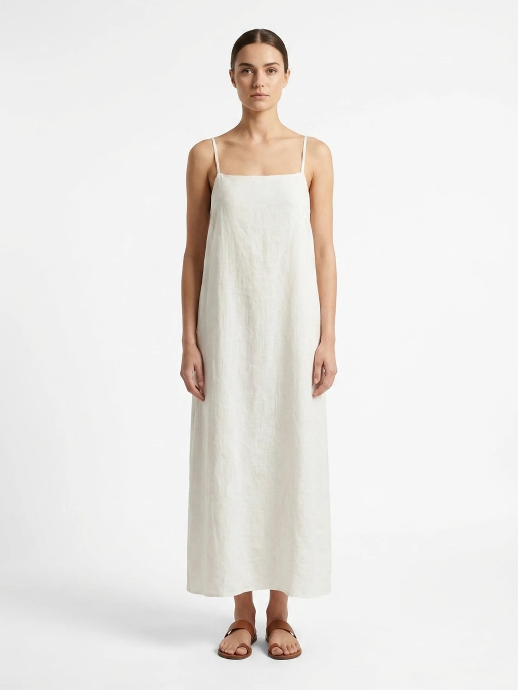 WINDROSE Women's Cotton-Linen Strappy Slip Maxi Dress