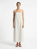 WINDROSE Women's Cotton-Linen Strappy Slip Maxi Dress