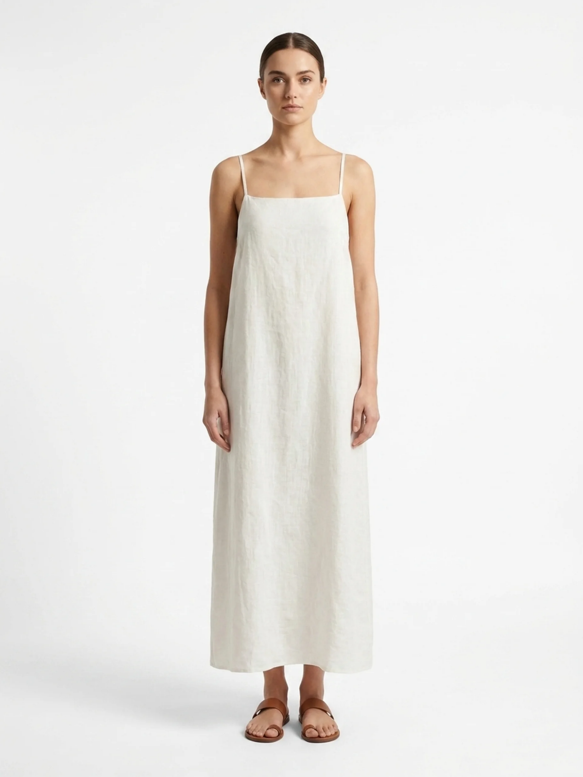 WINDROSE Women's Cotton-Linen Strappy Slip Maxi Dress