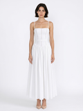ROSEMUND Women's Floral Spaghetti-Strap Midi Dress with Gathered Skirt