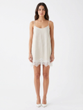 ROSETTA Women's Spaghetti Strap Lace Trim Linen Slip Dress