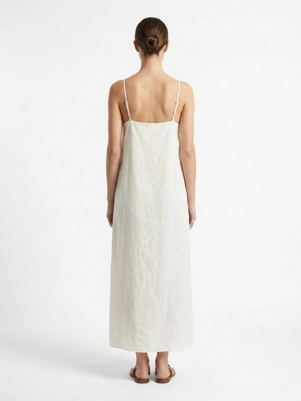 WINDROSE Women's Cotton-Linen Strappy Slip Maxi Dress