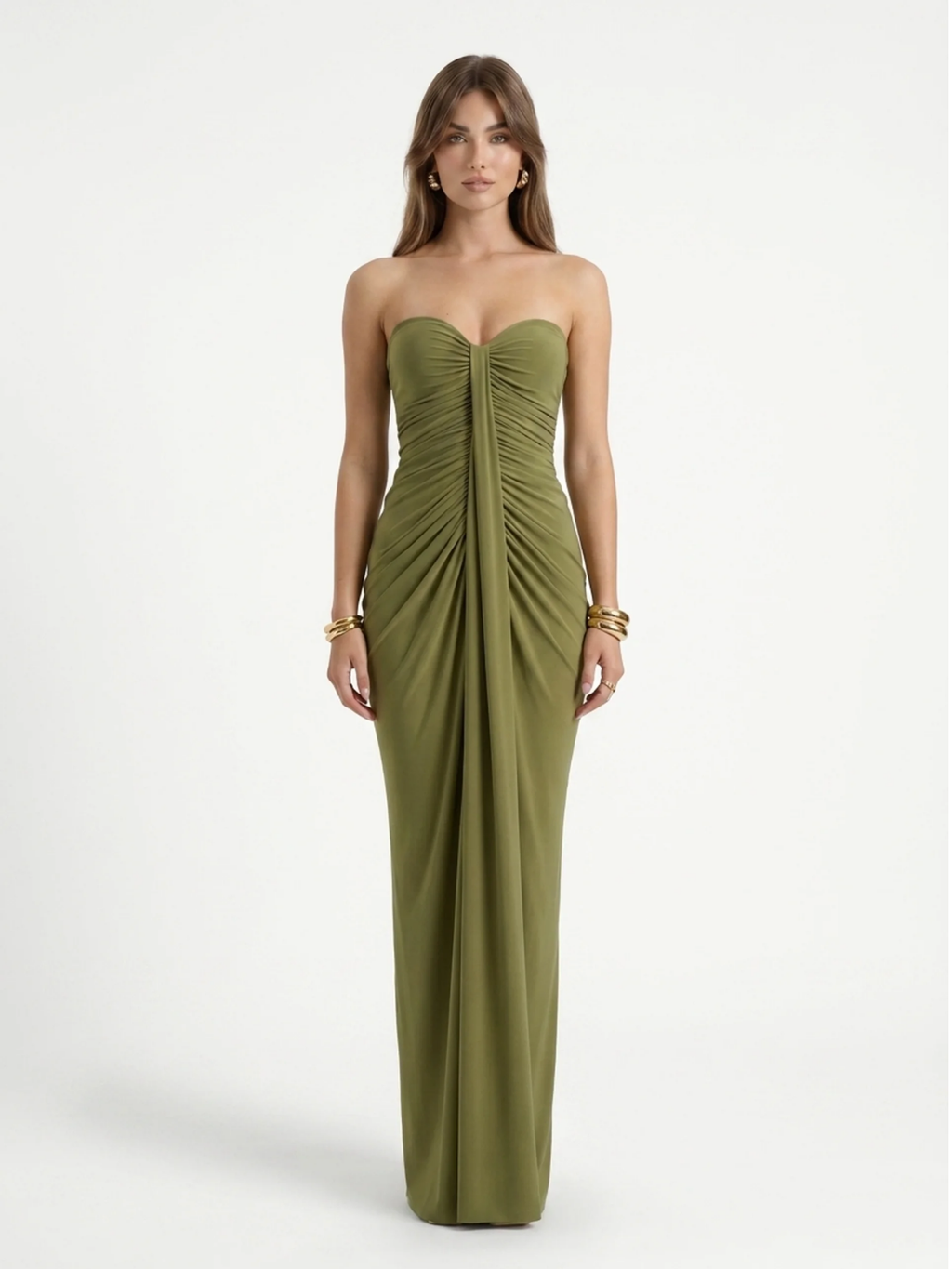 KALINDRA Women's Sweetheart Ruched Wrap Maxi Dress