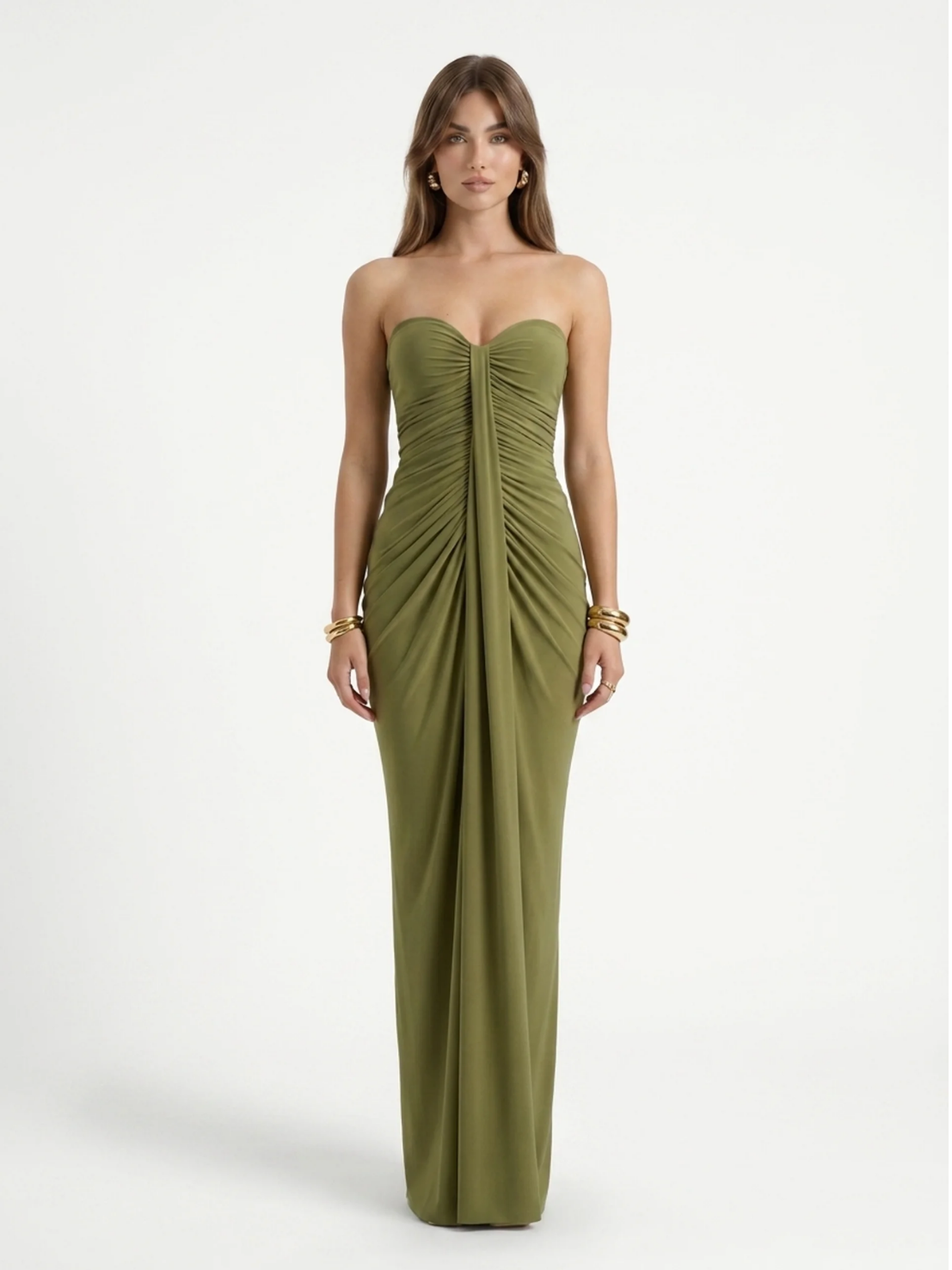 KALINDRA Women's Sweetheart Ruched Wrap Maxi Dress