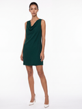 OTTAVIA Women's Cowl Neck Sleeveless Pocket Mini Dress