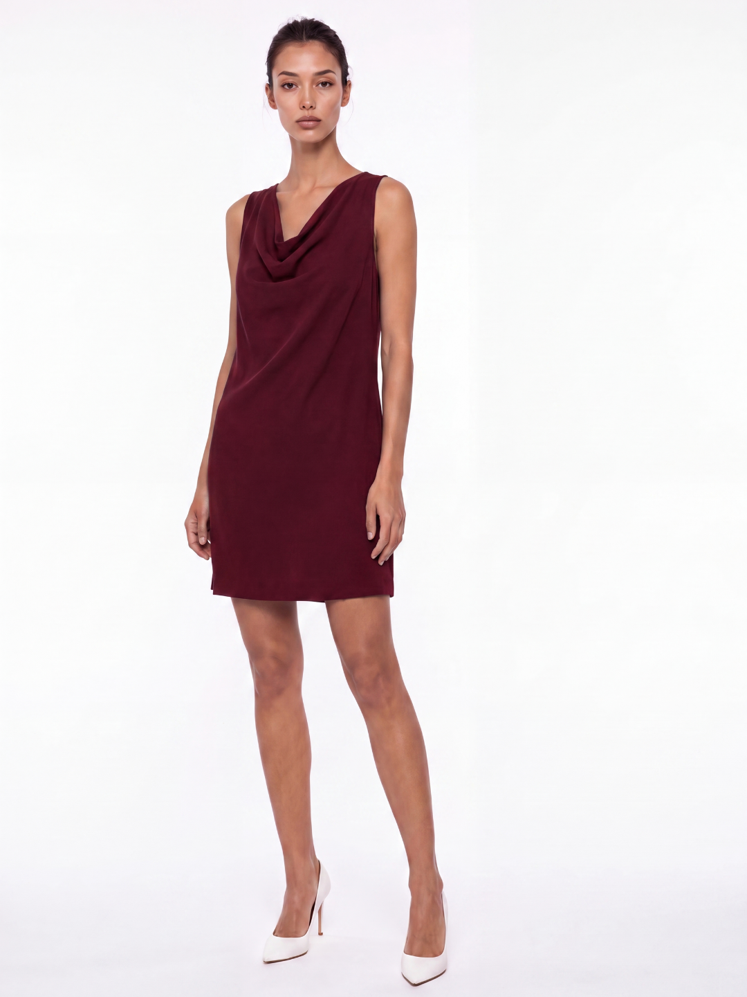 OTTAVIA Women's Cowl Neck Sleeveless Pocket Mini Dress