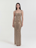 HALONA Women's Rhinestone Square-Neck Maxi Gown