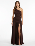LIOR Women's One-Shoulder Ruched Maxi Dress with Split