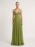 RENATA Women's Halter Lace Corset Pleated Maxi Dress