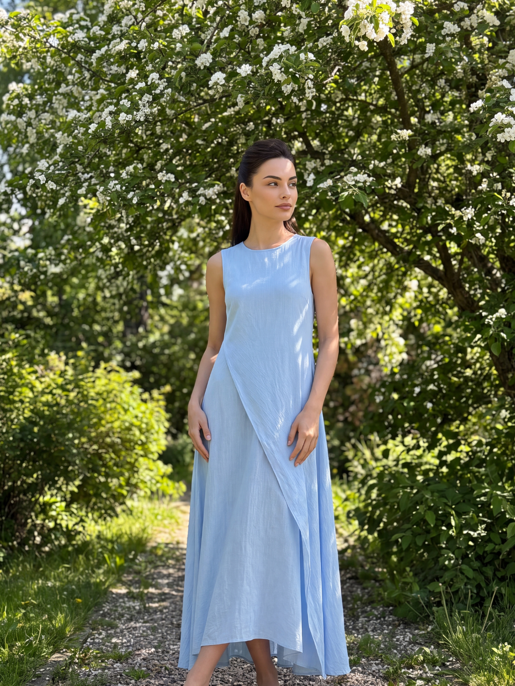 WRENFIELD Women's Layered Sleeveless Flowy Maxi Dress