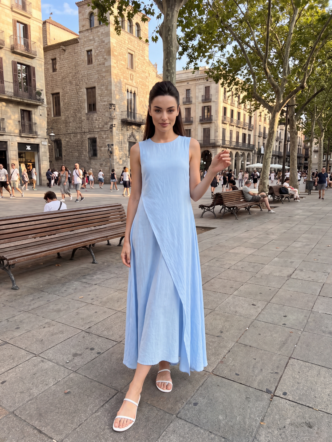 WRENFIELD Women's Layered Sleeveless Flowy Maxi Dress