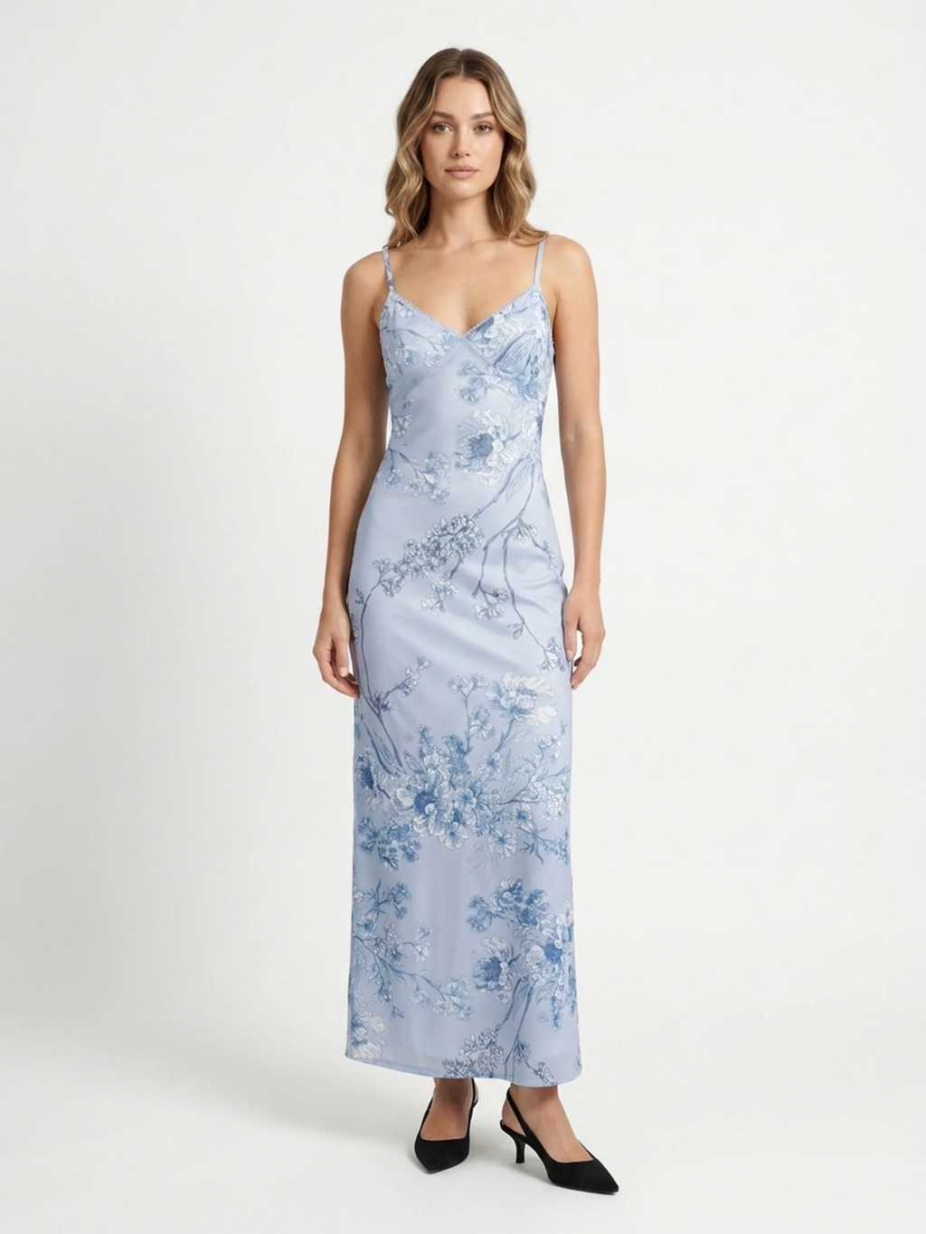 ZEPHYRINE Women's Floral Cami Maxi Dress with Eyelet Trim