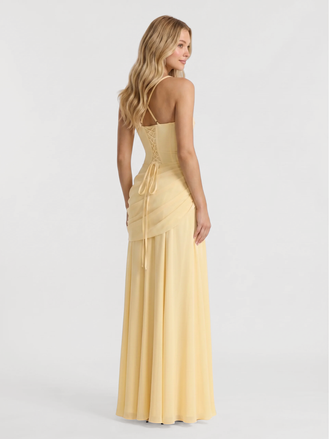 AMBRETTE Women's Square-Neck Ruched Maxi Dress with Draped Waist