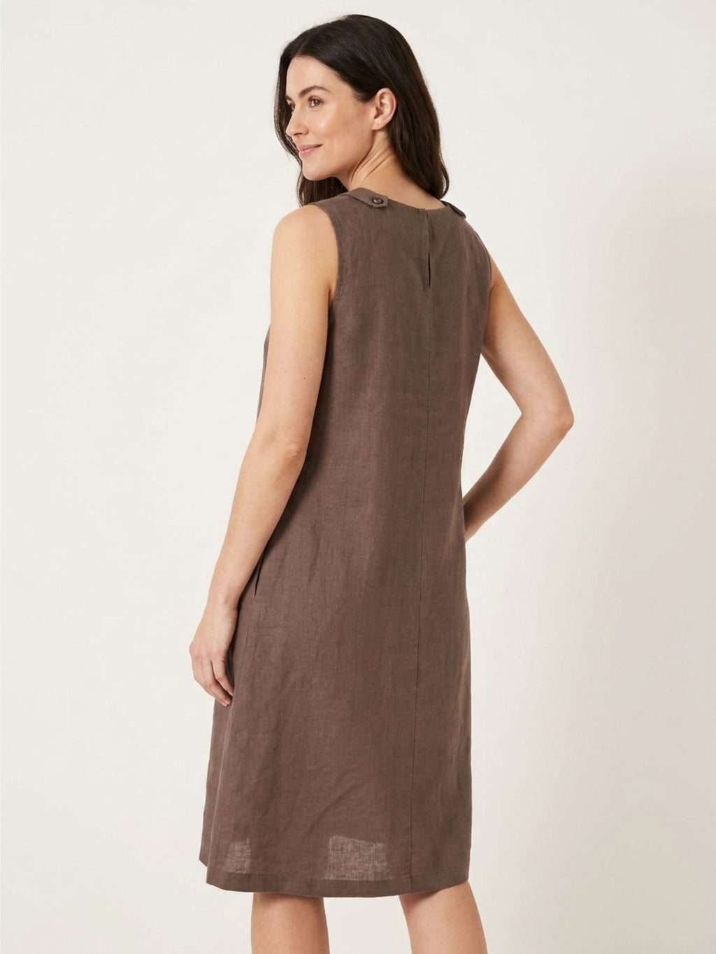 MERIDIAN Women's Sleeveless Linen Midi Dress with High-Low Hem