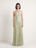ONDINE Women's Strapless Ruched Dropped-Waist Pleated Maxi Dress