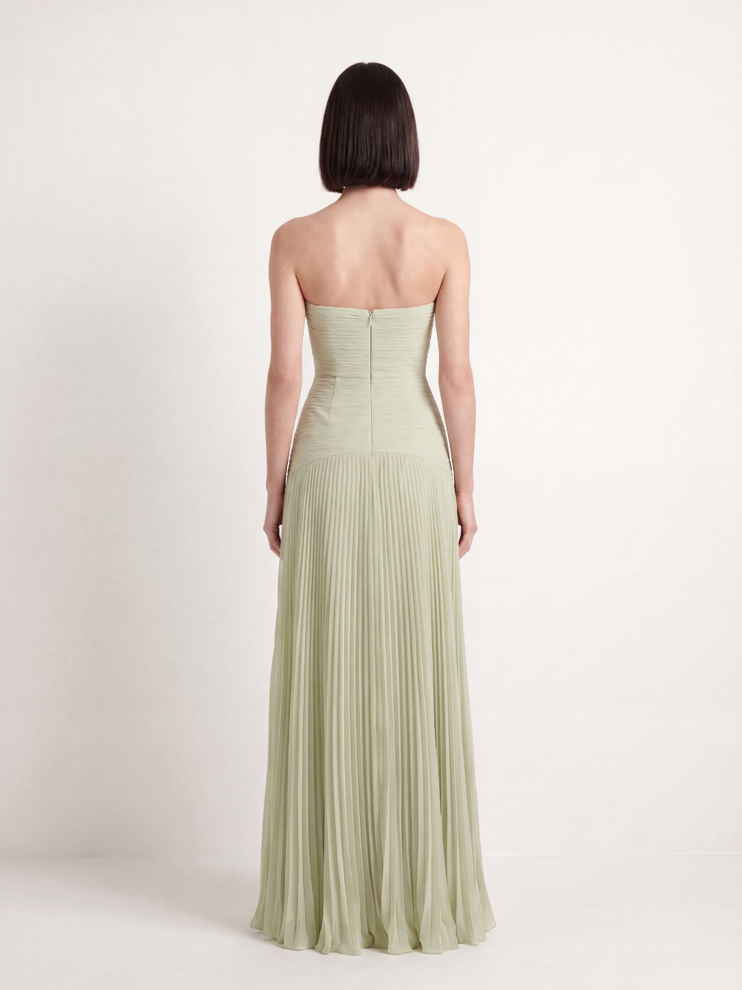 ONDINE Women's Strapless Ruched Dropped-Waist Pleated Maxi Dress